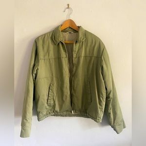 Vintage Sage Green Harrington Bomber Jacket: Lined